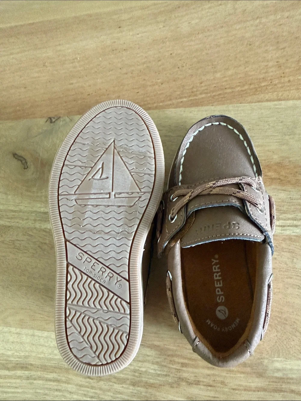 Sperry Kids Brown Leather Lace-Up Moccasins